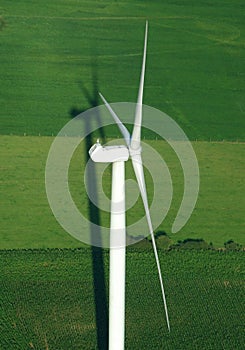 Aerial view of wind turbine