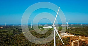 Aerial View Of Wind Turbine Park Generating Clean Energy