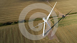 Aerial View of Windmill at Sunset