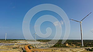 Aerial view of Windmills farm in Sri Lanka.