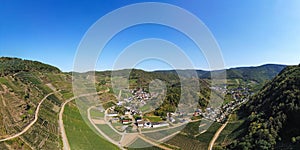 Aerial View of wine village MayschoÃŸ, Moselle region, Germany