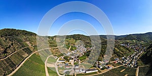 Aerial View of wine village MayschoÃŸ, Moselle region, Germany