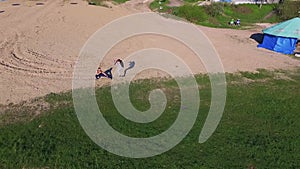 Aerial view of Wing Chun on a sand