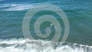 Aerial view of a woman swimming in the sea