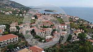 Aerial view of the wonderful seaside village of Kardamyli, Greece