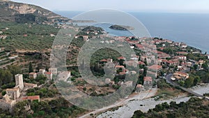 Aerial view of the wonderful seaside village of Kardamyli, Greece