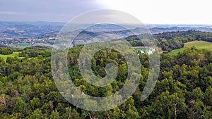 Aerial view of woods and hills in Italian Appennini photo