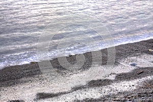 Aerial View of the Word Love on a Beach