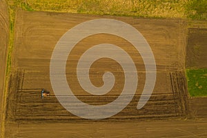 Aerial view of working traktor