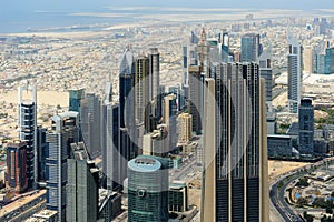 Aerial view of World Trade center in Dubai