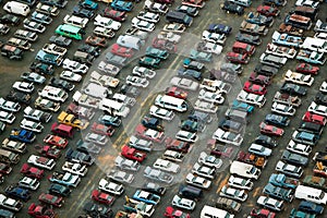 Aerial view of wrecked cars in Charlotte, North Carolina