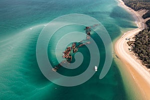 Aerial view of the wrecks at Moreton Island photo