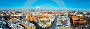 Aerial view of Wroclaw in winter, Poland