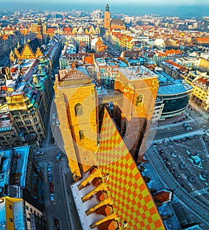 Aerial view of Wroclaw in winter, Poland