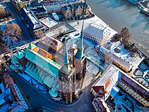 Aerial view of Wroclaw in winter, Poland