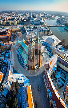 Aerial view of Wroclaw in winter, Poland