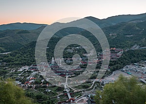 Aerial view of the Wutai Mountain at dusk, Shanxi Province, China