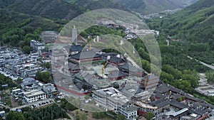 Aerial view of the Wutai Mountain at dusk, Shanxi Province, China