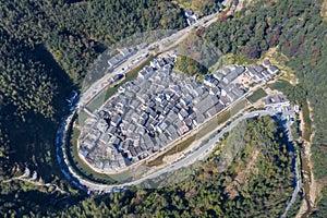 Aerial view of wuyuan ancient village