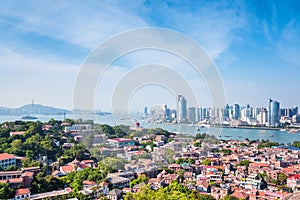 Aerial view of xiamen from gulangyu island