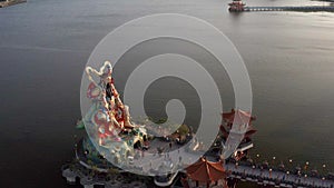 Aerial view of xuantian god buddha in lotus pond. kaohsiung. Taiwan