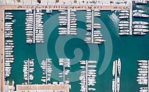 Aerial view of the yacht marina at Agios Kosmas, South Athens