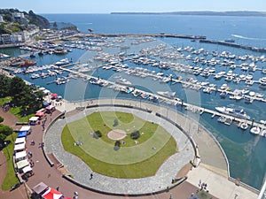 Aerial view of yacht marina