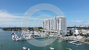 Aerial View of Yachting Club and Marina With Boats, Miami, Biscayne Bay