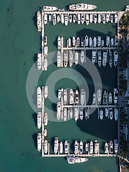 Aerial view of yachts in Miami Beach