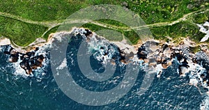 Aerial view of Yailata cliffs, landscape of Kamen bryag, Black Sea coast in Bulgaria, 4k video