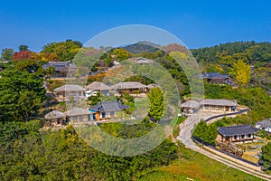 Aerial view of Yangdong Folk Village in Republic of Korea