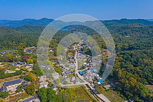 Aerial view of Yangdong Folk Village in Republic of Korea
