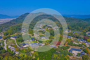 Aerial view of Yangdong Folk Village in Republic of Korea