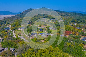 Aerial view of Yangdong Folk Village in Republic of Korea