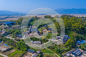 Aerial view of Yangdong Folk Village in Republic of Korea