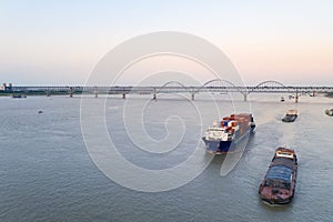 Aerial view of yangtze river scenery in jiujiang