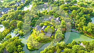 Aerial view Yangzhou Slender West Lake Yangzhou Slender West Lake scenic spot and Daming Temple, Jiangsu province, China