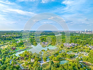 Aerial view Yangzhou Slender West Lake Yangzhou Slender West Lake scenic spot and Daming Temple, Jiangsu province, China