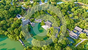 Aerial view Yangzhou Slender West Lake Yangzhou Slender West Lake scenic spot and Daming Temple, Jiangsu province, China