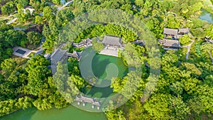 Aerial view Yangzhou Slender West Lake Yangzhou Slender West Lake scenic spot and Daming Temple, Jiangsu province, China