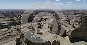 Aerial view of yardang landform landscape