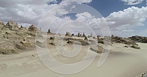 Aerial view of yardang landform landscape