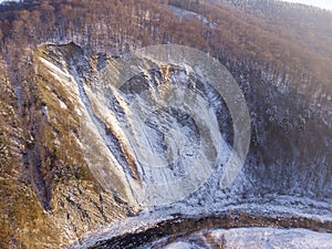Aerial View of Yaremche folds Named Rock Elephant, Skala Slon in Yaremche, Ukraine photo
