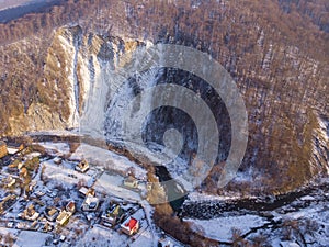 Aerial View of Yaremche folds Named Rock Elephant, Skala Slon in Yaremche, Ukraine photo