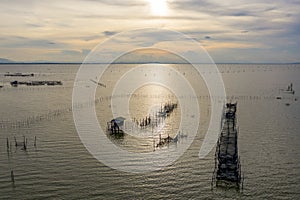 Aerial view of Yor island Floating Fisherman village