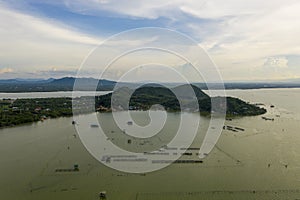 Aerial view of Yor island Floating Fisherman village