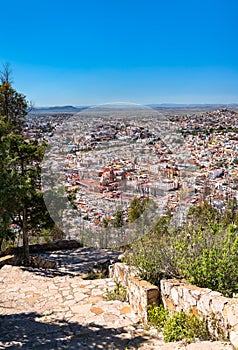 Aerial view of Zacatecas from Bufa Hill in Mexico