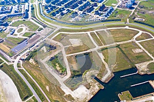 Aerial view on Zeewolde in Flevoland, Netherlands