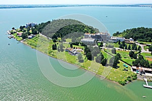 Aerial view of Zemplinska Sirava reservoir in Slovakia