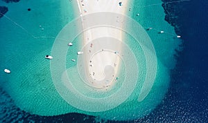 Aerial view on zlatni rat beach on brac island in Croatia